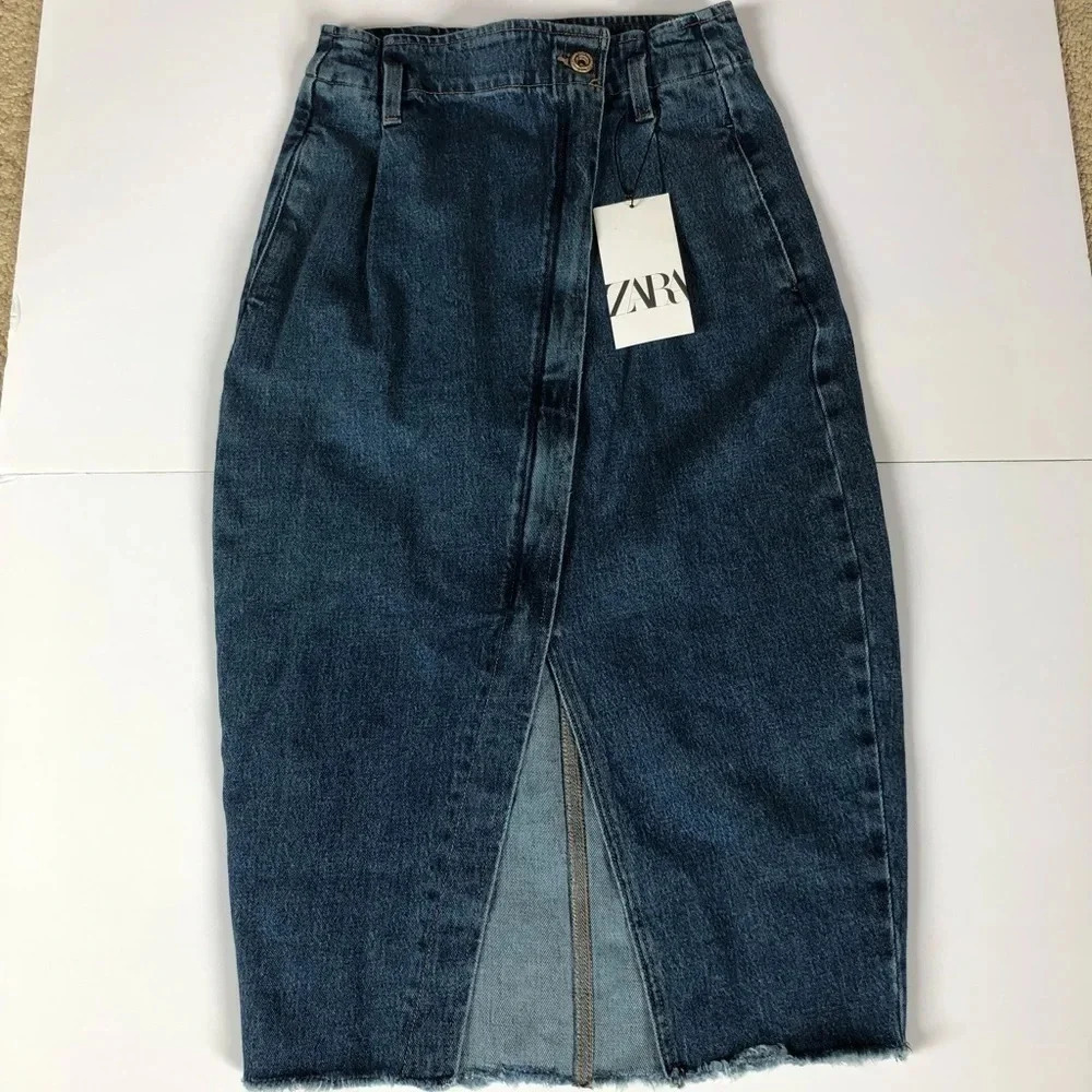 ZARA Asymmetrical Denim Skirt - Picture 3 of 11